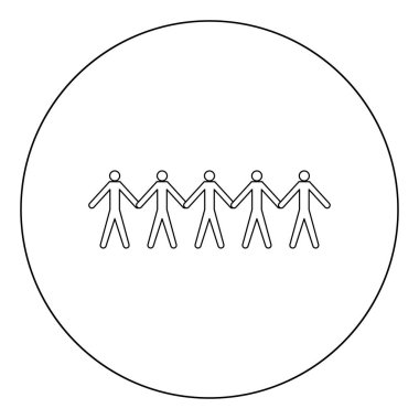 Takım iş kavramı simge siyah renkli daire Anahat vektör çizim