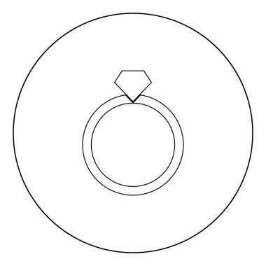 Yüzük simge siyah renkli daire Anahat vektör çizim