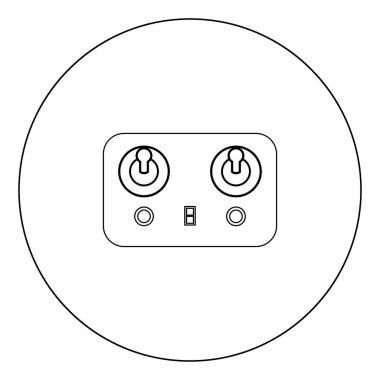 Uzaktan kumanda simge siyah renk daire Anahat vektör çizim