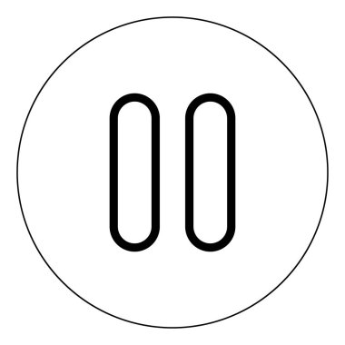 Duraklatma simgesi siyah renkli daire Anahat vektör çizim