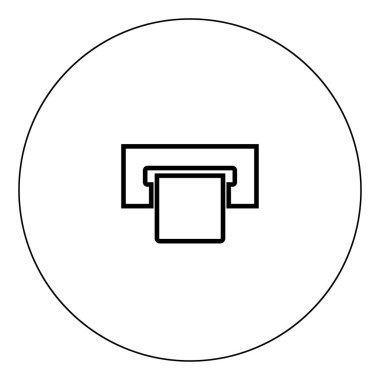 ATM kartı yuvası simge siyah renk daire Anahat vektör çizim