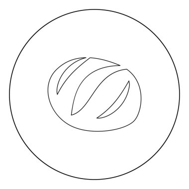 Ekmek simge siyah renk daire Anahat vektör çizim