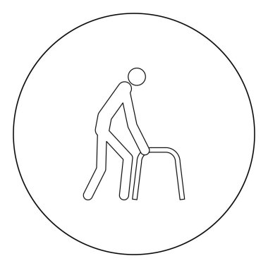 Hasta adam simge siyah renkli daire Anahat vektör çizim