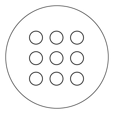 Düğme simgesi siyah rengi daire Anahat vektör çizim içinde arama