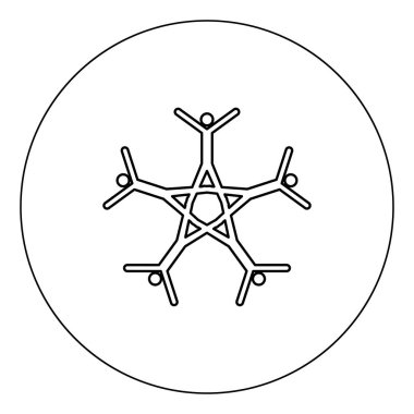 Ekip çalışması simge siyah renk daire Anahat vektör çizim