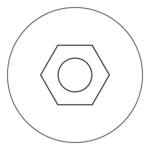 サークル概要ベクトル図の六角ナット黒アイコンの色 — ストックベクタ