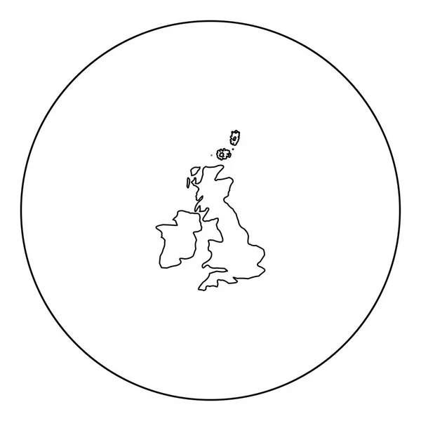 Karte Des Vereinigten Königreichs Symbol Schwarze Farbe Kreis Umriss Vektorillustration — Stockvektor