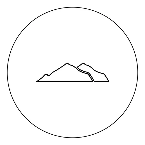 Icono Montaña Color Negro Ilustración Vector Contorno Círculo — Archivo Imágenes Vectoriales