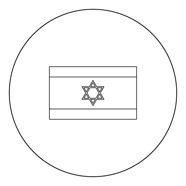 Флаг Израиля Иконка Черный Цвет Контуре Круга Векторная Иллюстрация — стоковый вектор