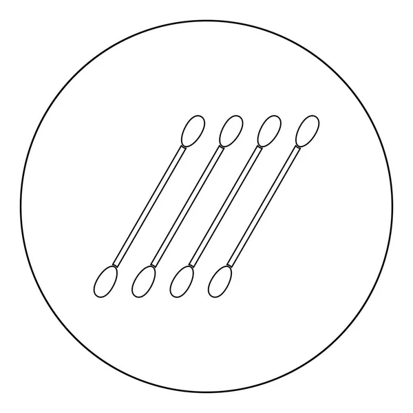 Wattestäbchen Symbol Schwarze Farbe Kreis Umriss Vektor Illustration — Stockvektor