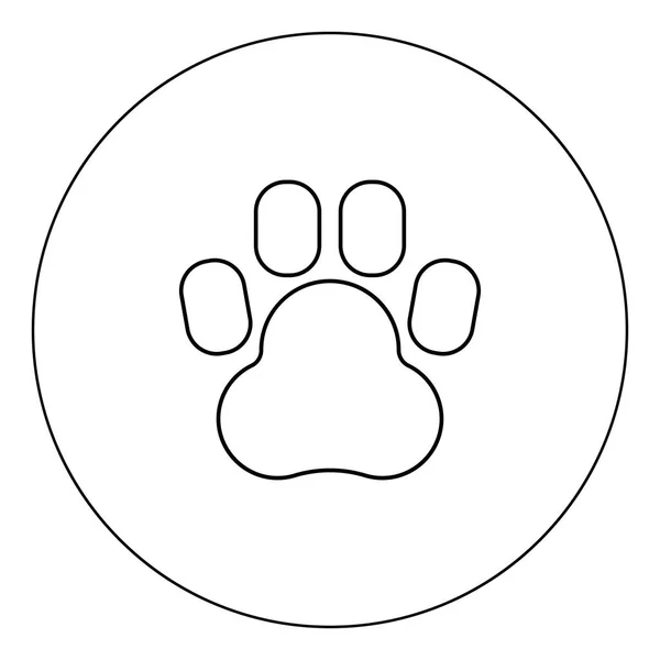Animal Footprint Icon Black Color Circle Outline Vector Illustration — Stock Vector