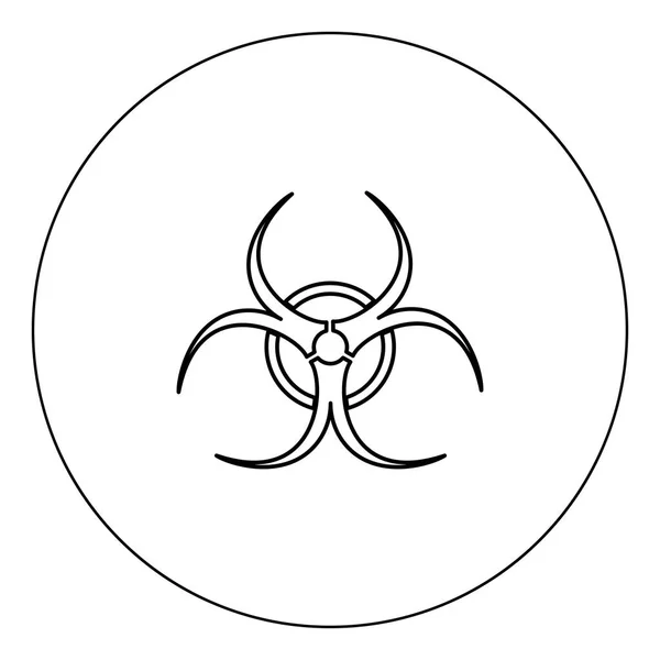 Biological danger icon black color in circle outline vector illustration