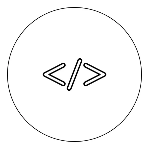 Ícone Código Símbolo Cor Preta Círculo Esboço Ilustração Vetorial — Vetor de Stock