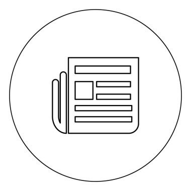 Gazete simge siyah renk daire vektör illüstrasyon izole anahat