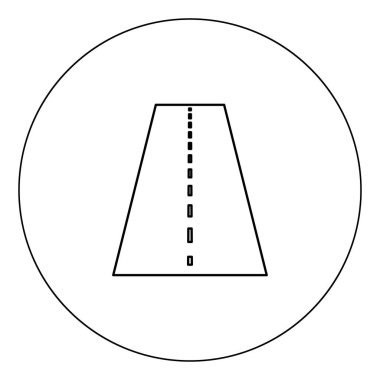 Yol simgesi siyah renk daire vektör illüstrasyon izole anahat