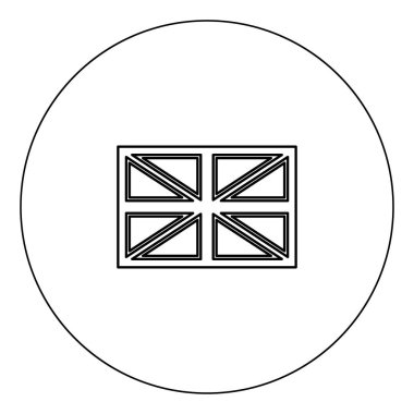 İngiltere daire vektör illüstrasyon izole anahat simgesi siyah renkte bayrak