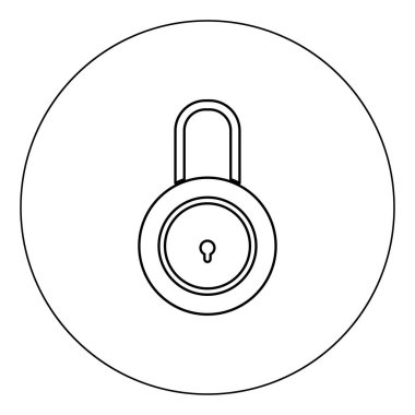 Simge siyah renk daire vektör illüstrasyon izole anahat içinde kilitle