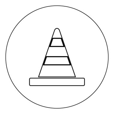 Yol koni simgesi siyah renk daire vektör illüstrasyon izole anahat