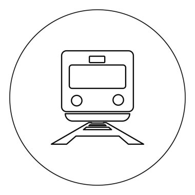 Daire vektör illüstrasyon izole anahat simgesi siyah renkte Tren