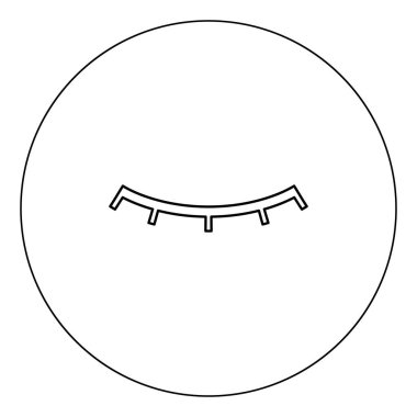 Kapalı göz simgesi siyah renk daire vektör illüstrasyon izole anahat