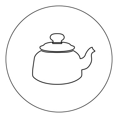 Çaydanlık simge siyah renk daire vektör illüstrasyon izole anahat
