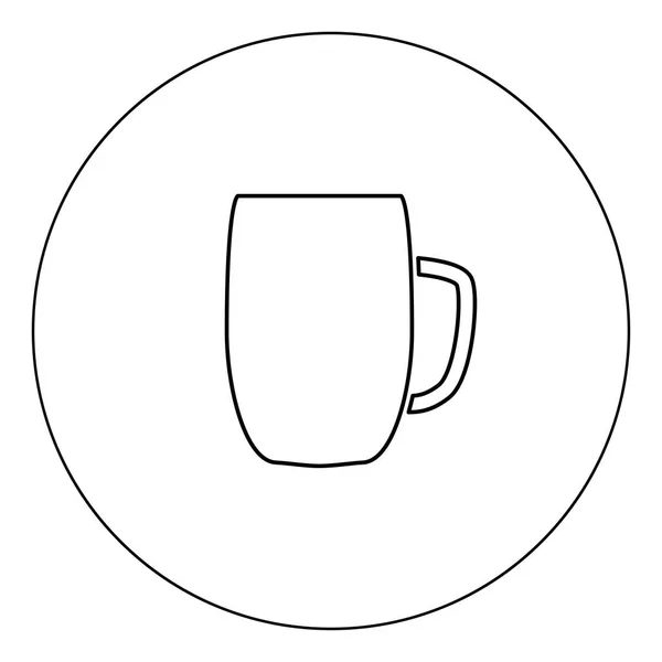 Taza Cerveza Icono Color Negro Círculo Vector Ilustración Contorno Aislado — Archivo Imágenes Vectoriales