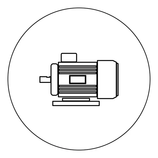 Elektromotor Symbol Schwarze Farbe Kreis Vektor Illustration Isolierte Umrisse — Stockvektor