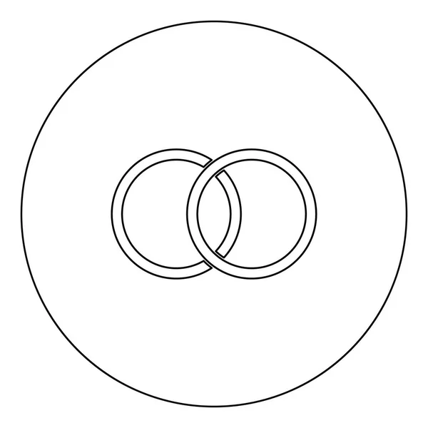 結婚指輪アイコン黒色の円ベクトル図孤立したアウトラインで — ストックベクタ