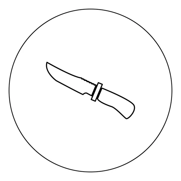 Couteau Chasseur Icône Couleur Noire Cercle Vectoriel Illustration Contour Isolé — Image vectorielle