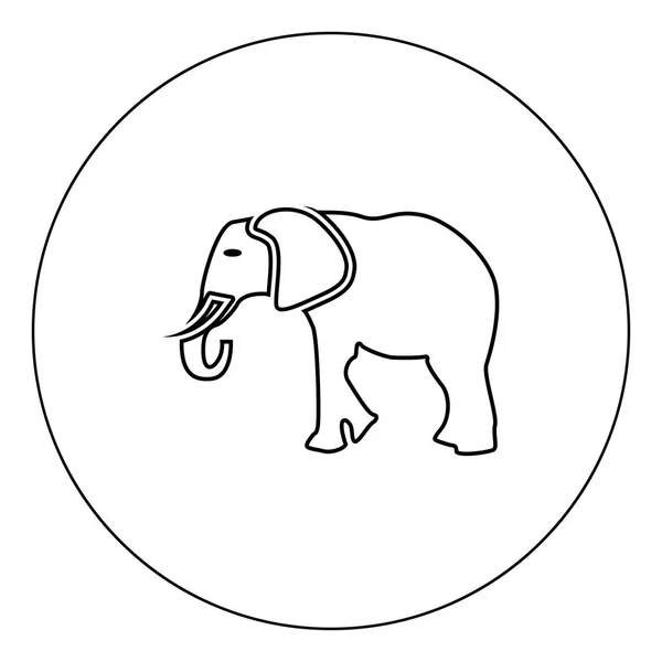 Elefant Symbol Schwarze Farbe Kreis Vektor Illustration Isolierte Umrisse — Stockvektor