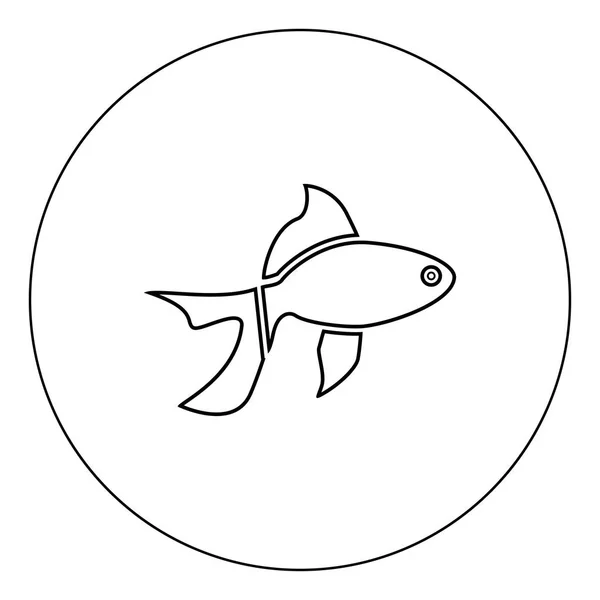 魚のサークル ベクトル イラスト分離されたアウトラインの黒のアイコンの色 — ストックベクタ