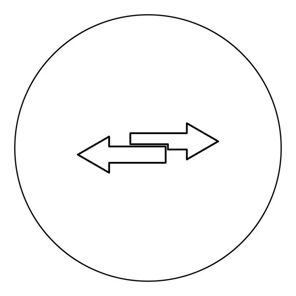 Duas Setas Laterais Ícone Cor Preta Círculo Vetor Ilustração Contorno — Vetor de Stock
