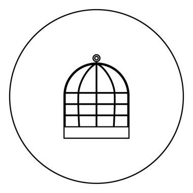 Demir kafes simge siyah renk daire Anahat vektör çizim