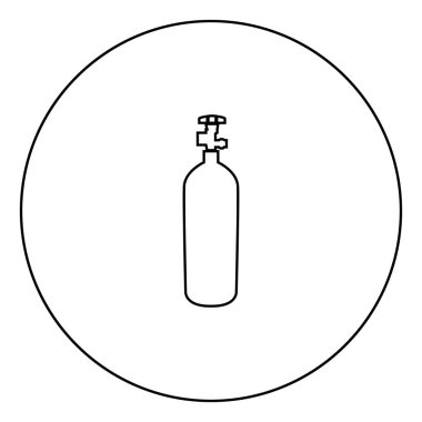 Propan gazı cylinde simge siyah renk daire Anahat vektör çizim
