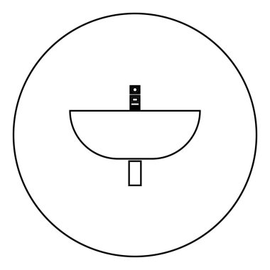 Havza simge siyah renk daire Anahat vektör çizim içinde yıkayın