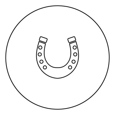 At nalı simge siyah renkli daire Anahat vektör çizim