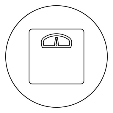 Ağırlık ölçek simgesi siyah renkli daire Anahat vektör çizim