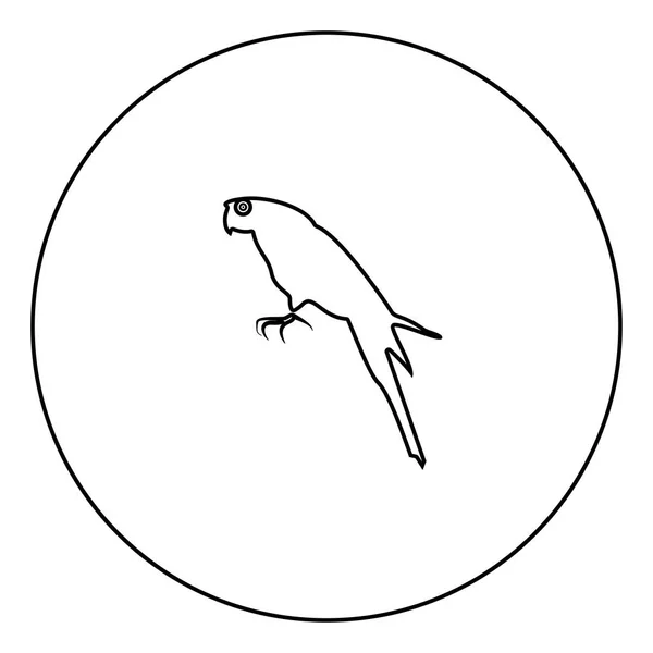 Піктограма Папуги Чорного Кольору Контурі Кола Векторні Ілюстрації — стоковий вектор