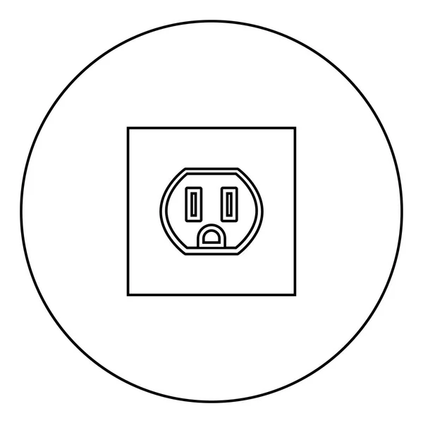 Socket Icon Black Color Circle Outline Vector Illustration — Stock Vector