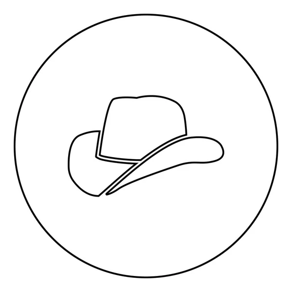 Chapeau Cowboy Icône Couleur Noire Dans Cercle Illustration Vectorielle Contour — Image vectorielle