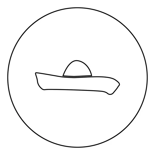 Icône Sombrero Couleur Noire Dans Cercle Illustration Vectorielle Contour — Image vectorielle