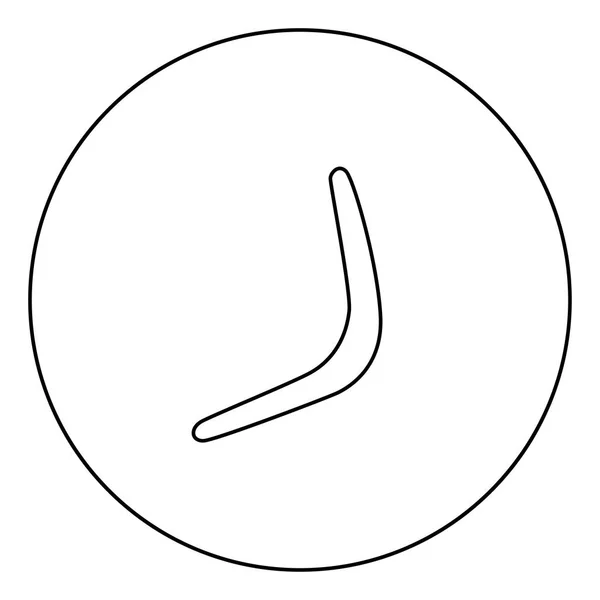 Boomerang Icona Colore Nero Cerchio Contorno Vettoriale Illustrazione — Vettoriale Stock