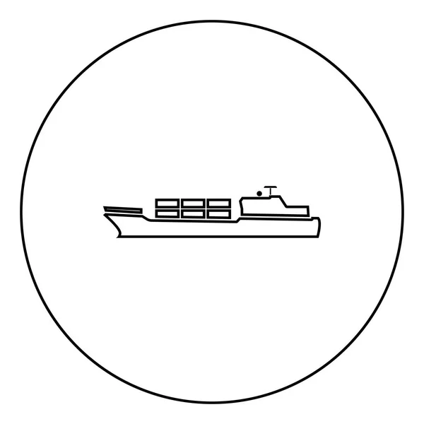 Handelsschiff Symbol Schwarze Farbe Kreis Umriss Vektor Illustration — Stockvektor