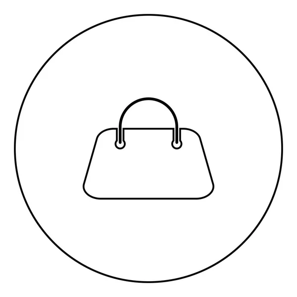 Frau Tasche Symbol Schwarze Farbe Kreis Umriss Vektor Illustration — Stockvektor
