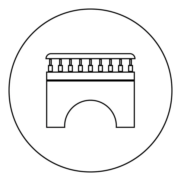 Піктограма Мосту Чорний Колір Контурі Кола Векторні Ілюстрації — стоковий вектор