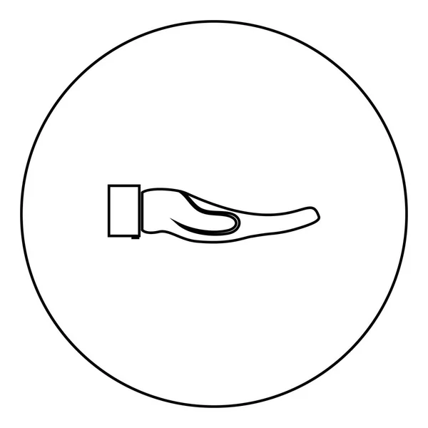 圆圈轮廓矢量图中的手形图标黑色 — 图库矢量图片