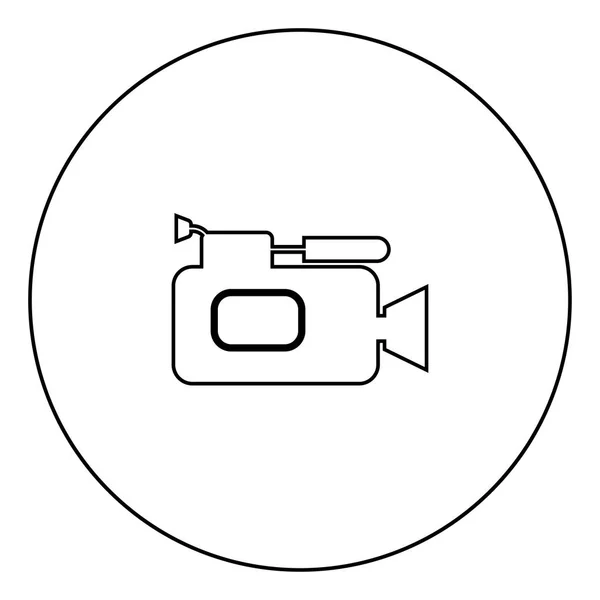 Videocamera Simge Siyah Renk Daire Anahat Vektör Çizim — Stok Vektör
