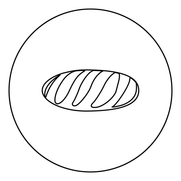 Longue Icône Pain Couleur Noire Dans Illustration Vectorielle Contour Cercle — Image vectorielle