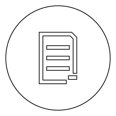 Belge sayfası çıkarın siyah simgesi daire Anahat vektör görüntü illüstrasyon