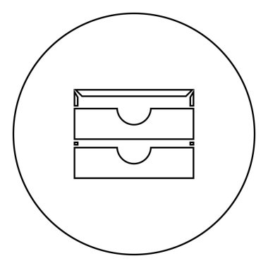 İki sabit kağıt tepsisi siyah simgesini daire Anahat vektör görüntü illüstrasyon